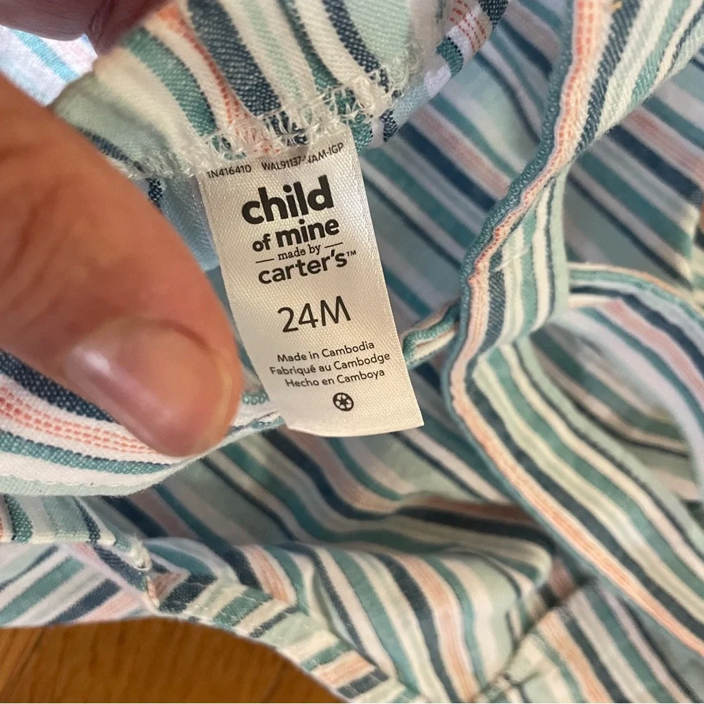 Carter’s costal‎ coveralls linen and cotton blend NWT 24mos